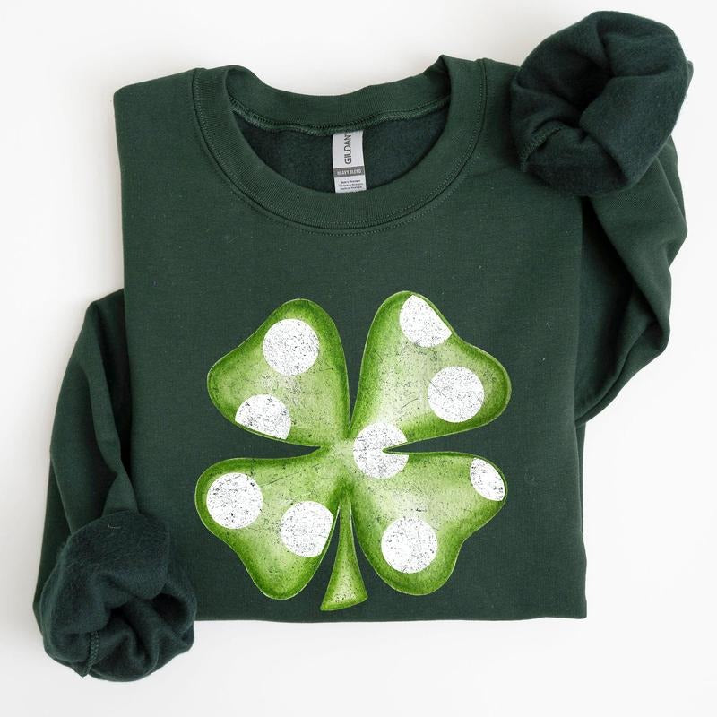 Polka Dot Shamrock, St Patrick's Day Sweatshirt T-Shirts, Hoodie | PrintMintTees.com
