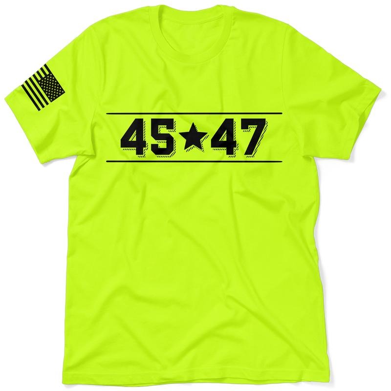 45-47 Hi Visibility Safety Yellow Work T-Shirt Jersey Men's 30-Day Guarantee Quality Cotton/Poly Blend Top with Blue...