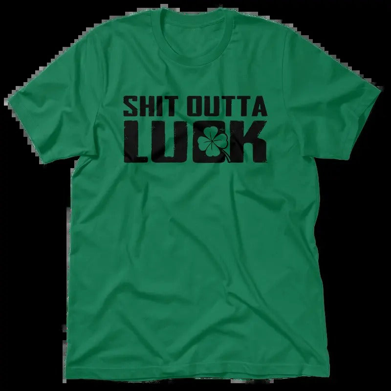 Outta Luck Green Work T-Shirt Jersey Men's 30-Day Guarantee Quality Cotton/Poly Blend Top with Blue Collar Hoodie, Sweatshirt