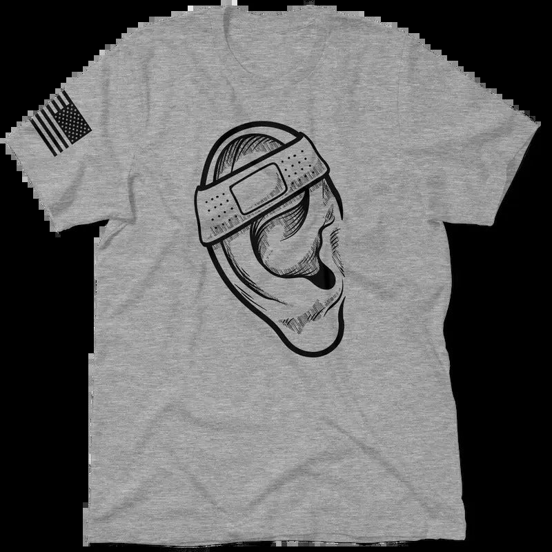 Ear Heather Gray T-Shirt Jersey Men's 30-Day Guarantee Quality Cotton/Poly Blend with Blue Collar
