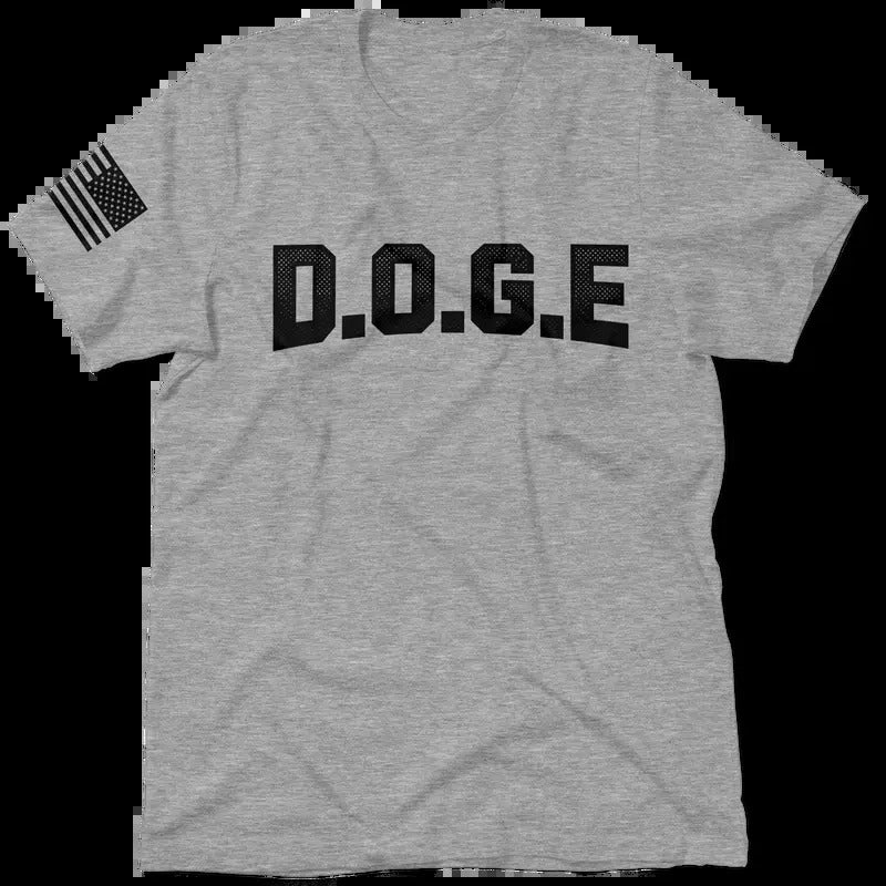DOGE Heather Gray T-Shirt Jersey Men's 30-Day Guarantee Quality Cotton/Poly Blend with Blue Collar