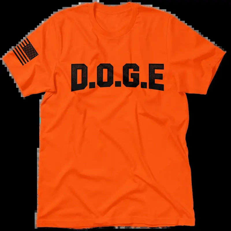 DOGE Hi Visibility Safety Orange T-Shirt Jersey Men's 30-Day Guarantee Quality Cotton/Poly Blend with Blue Collar