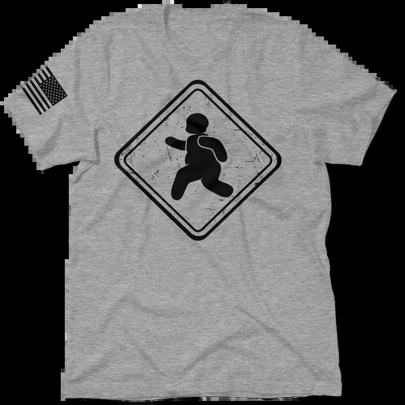 FatGuy Heather Gray T-Shirt Jersey Men's 30-Day Guarantee Quality Cotton/Poly Blend with Blue Collar