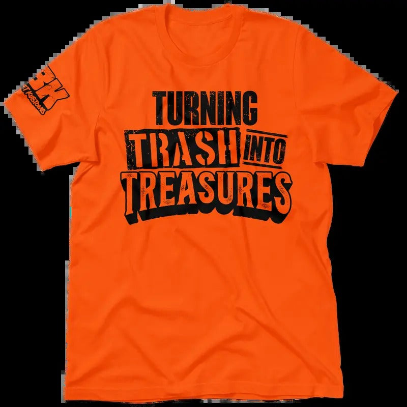 FBK Treasures Hi Visibility Safety Orange T-Shirt Jersey Men's 30-Day Guarantee Quality Cotton/Poly Blend with Blue Collar