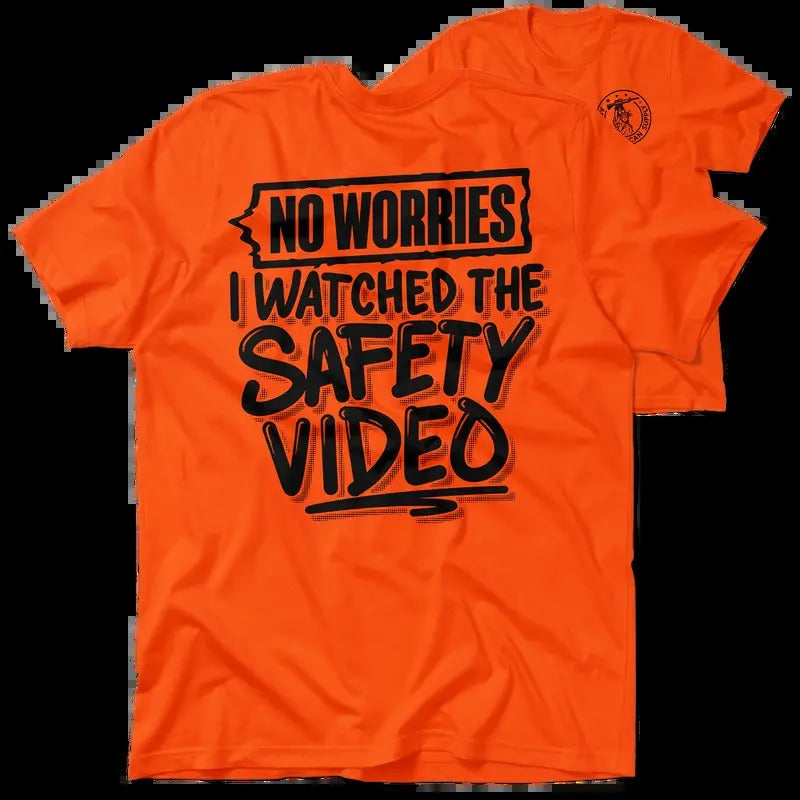 Safety Video Hi Visibility Safety Orange 30 Day Guarantee Quality Cotton Poly Blend Blue Collar Menswear Top Streetwear T-Shirts, Hoodie, Sweatshirt