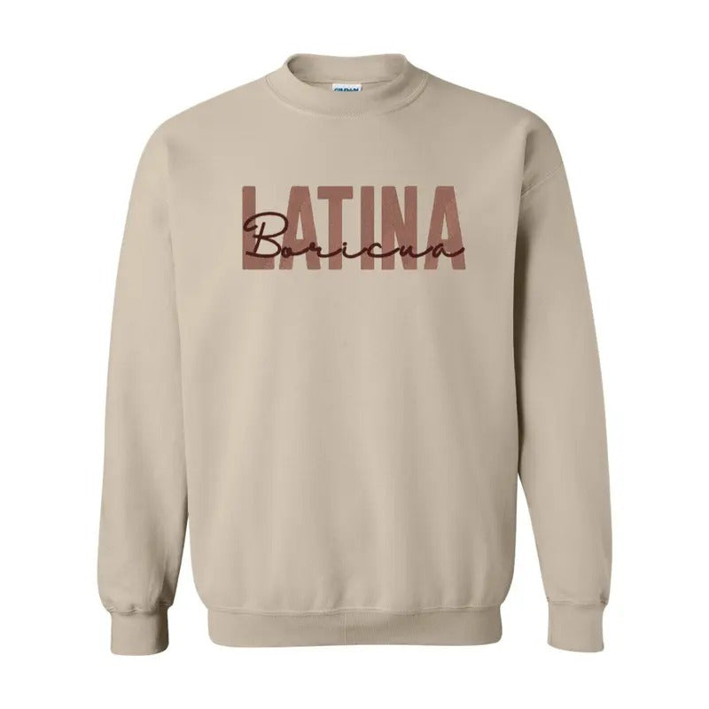 Boricua Latina Embroidered Sweatshirt for Women - Comfortable Cotton/Polyester Blend - Womenswear T-Shirts, Hoodie