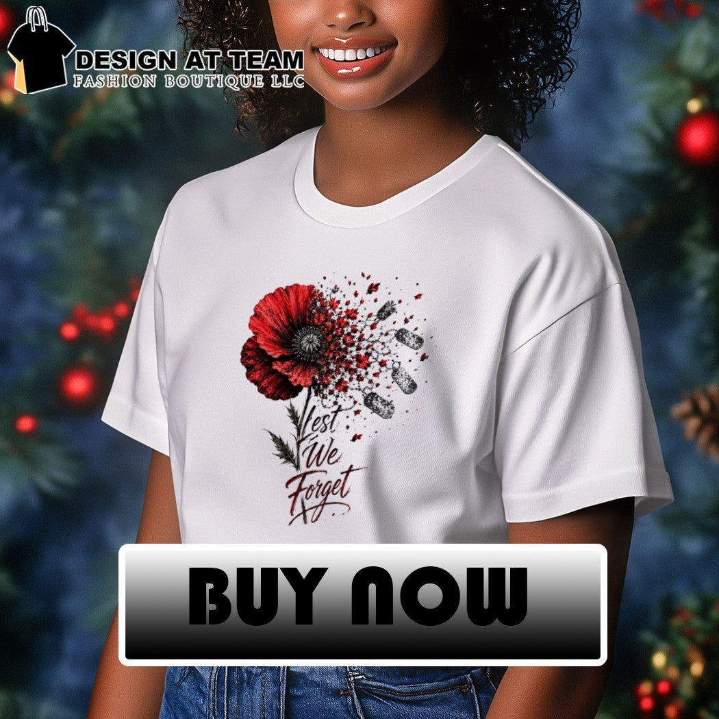 Poppy flower military dog tags Lest We Forget remembrance shirt