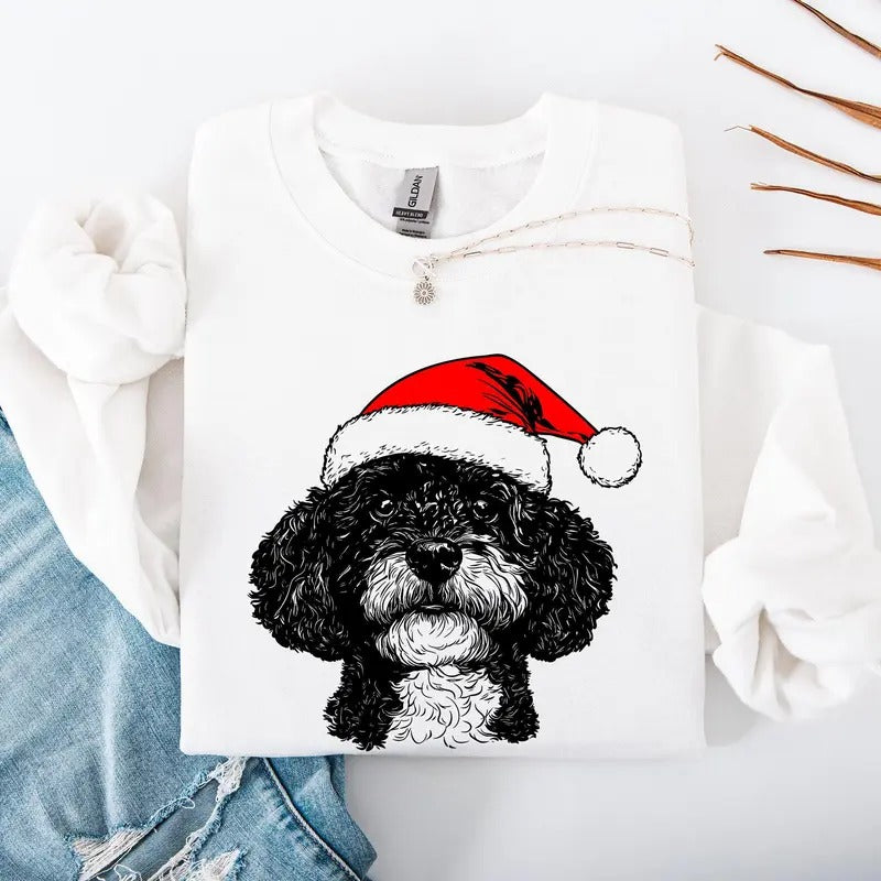 Portuguese Water Dog Santa Dog Dog Lover Pet Crew Neck T-Shirts, Hoodie, Sweatshirt