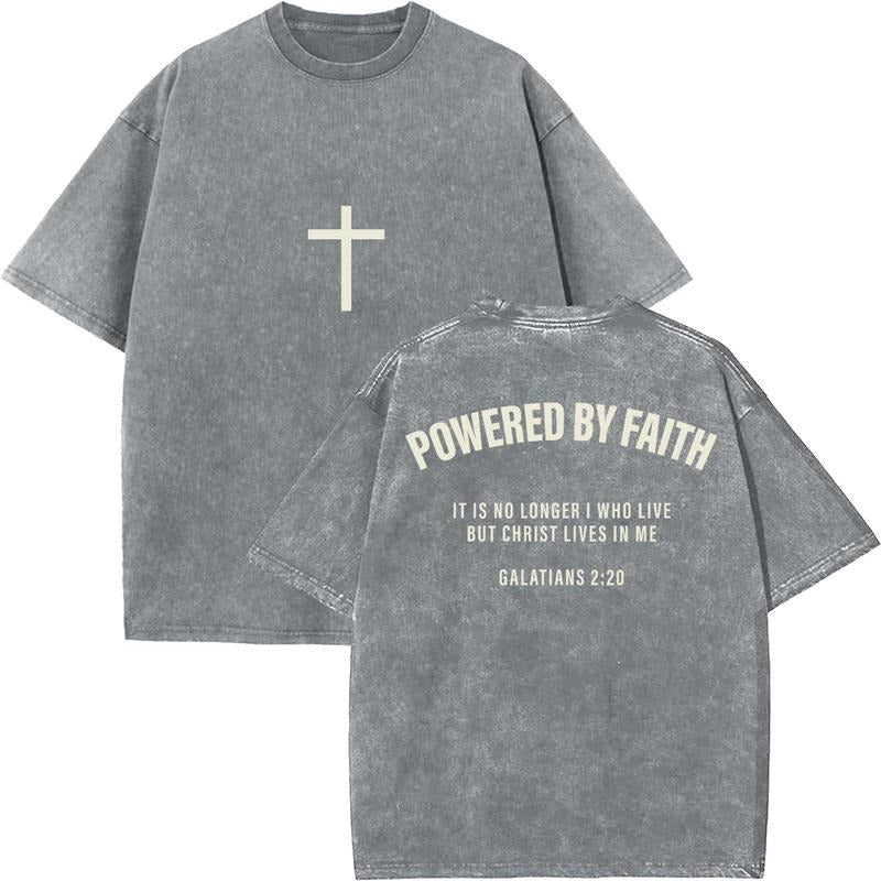 Powered Faith Washed Christian Vintage 90s Top Womenswear Cotton Mineral Color T-Shirts, Hoodie, Sweatshirt