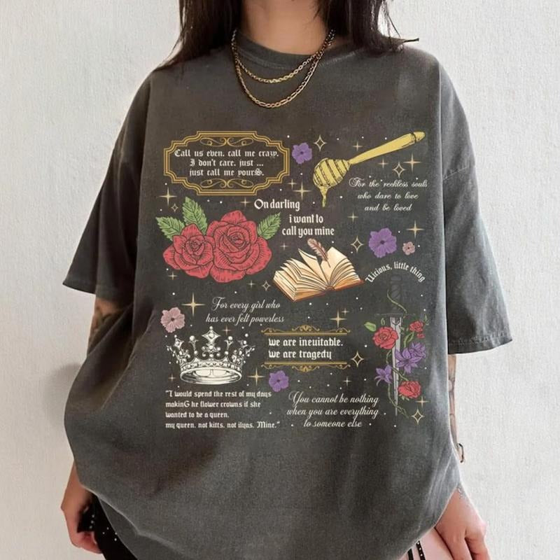 Powerless Bookish Tee Shirt, Fearless Reckless Shirt, Kai Azer I Love You Sweatshirt, Vicious Little Thing Shirt, Romance...