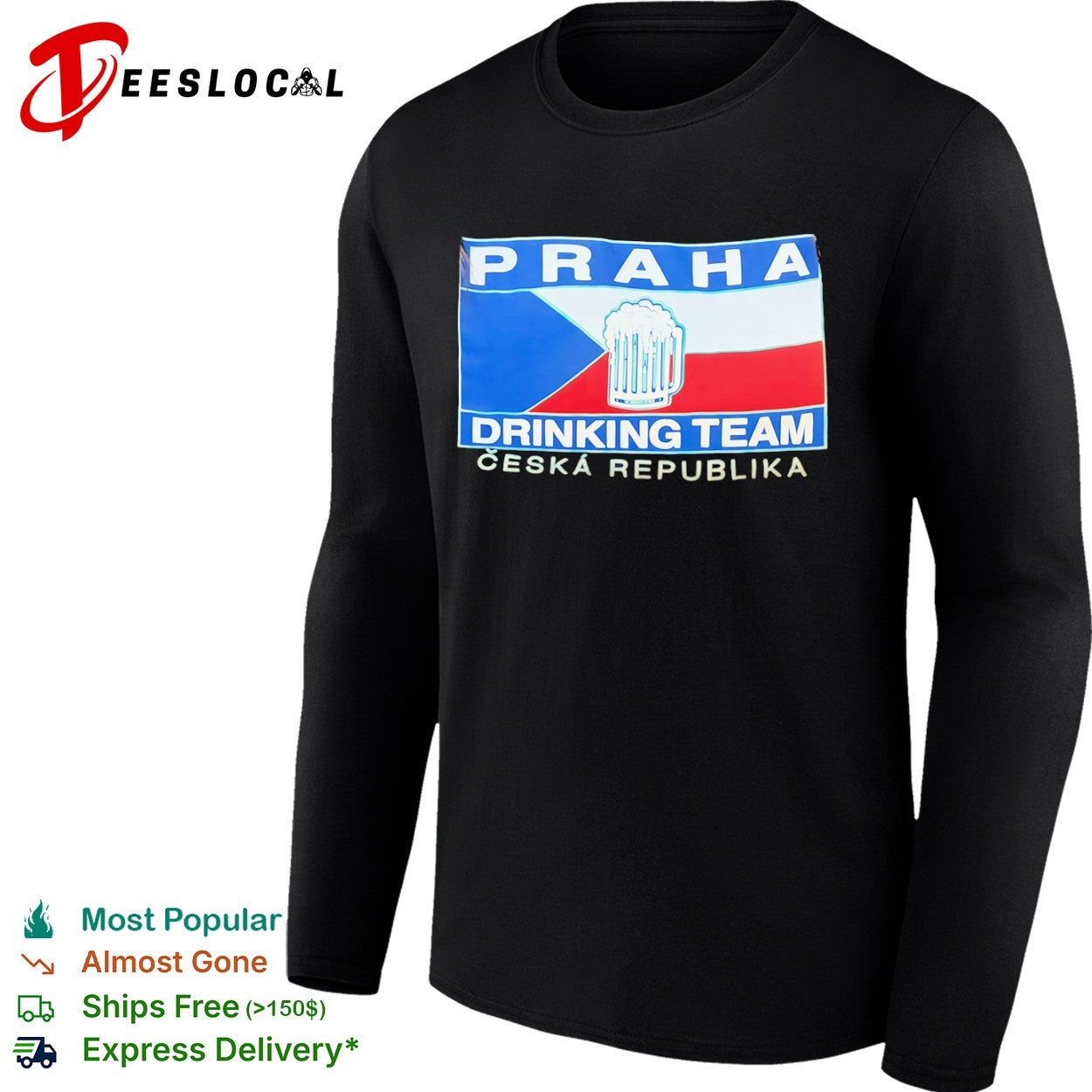Praha Drinking Team Ceska Republika Beer Flag shirt