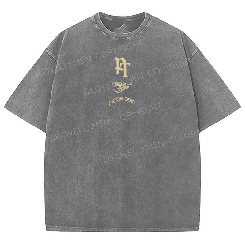 Praise Team Embroidery Unixes Washed T-Shirt, Christian Tshirts, Christian Jesus shirts, Vintage 90s Graphic Tee Gift...