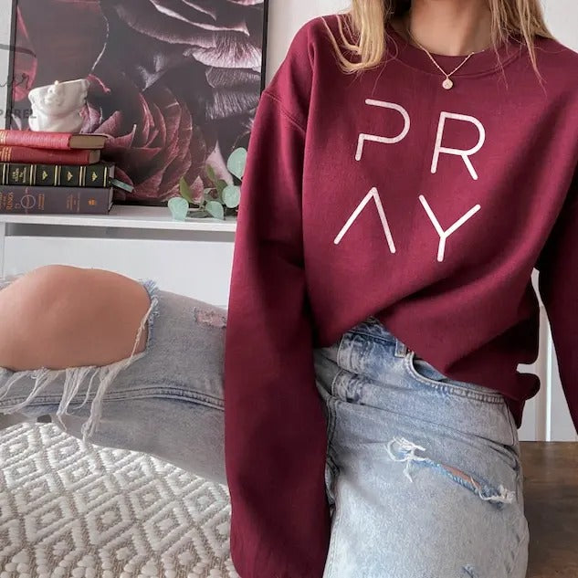 Pray Sweatshirt, Pray Shirt, Christian Sweatshirts, Christian Hoodie, Faith Sweatshirt Gift for Her, Gift for Mom, Pray ...