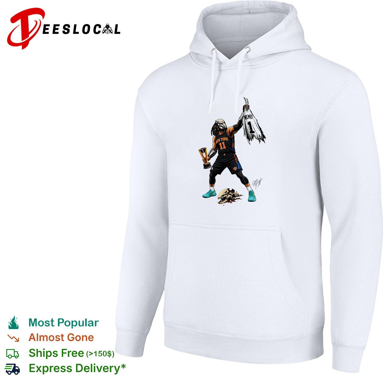 Predator x Jalen Brunson Warrior Champion holding trophy signature shirt