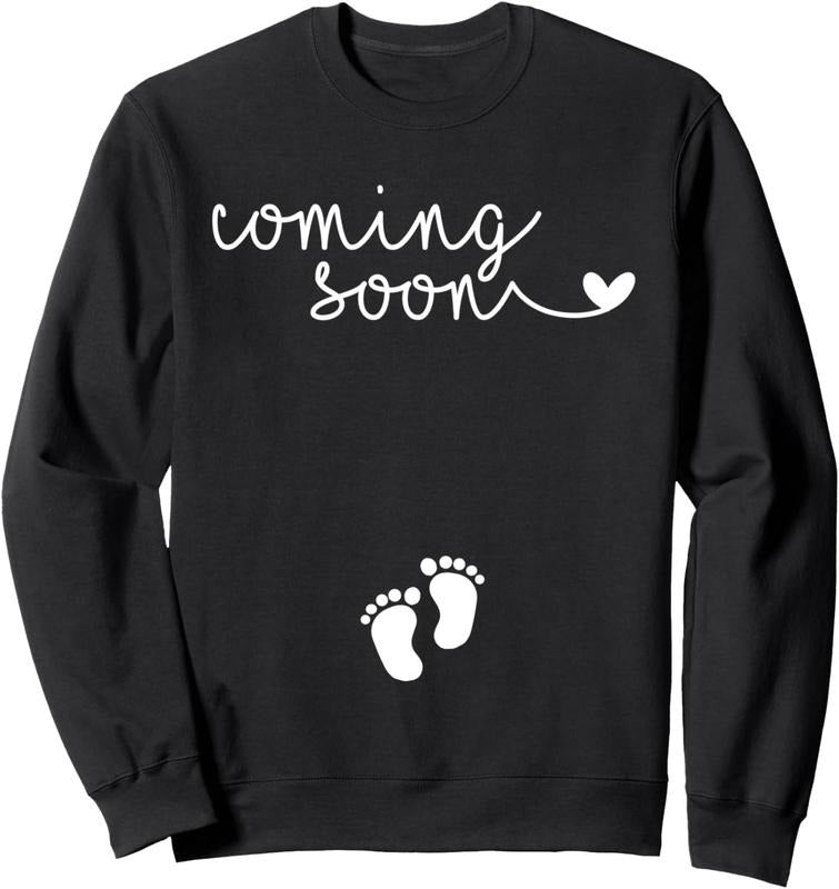 Pregnancy Announcement for Pregnant Mom to be Coming Soon Sweatshirt Womenswear Fabric Fit Shirt Hoodie | PrintMintTees.com