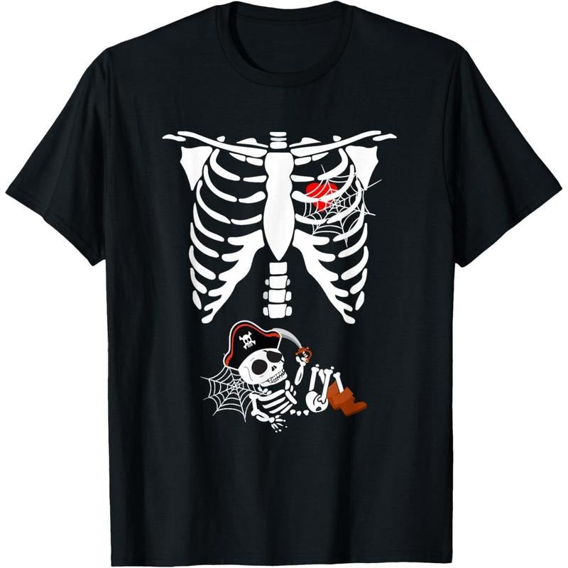 Pregnancy Pirate Baby Skeleton X ray Halloween Costume T-Shirt made in usa Hoodie Sweatshirt | PrintMintTees.com