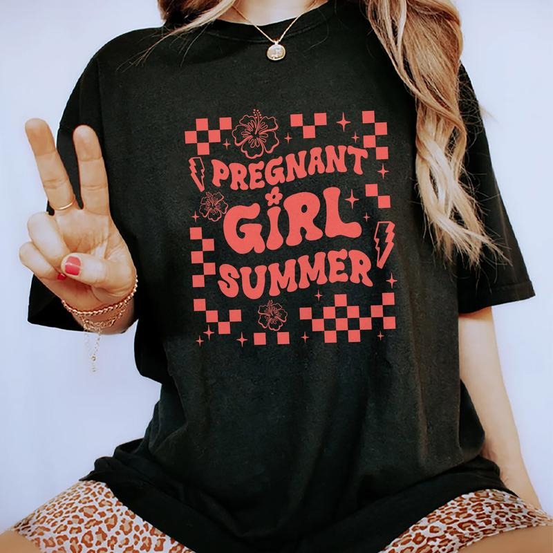 Pregnant Girl Summer Tee, Mama Summer Graphic Tee Women, New Mom Summer Tee, Cute Mom to Be T-shirt, Pregnancy Reveal...