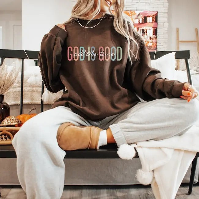 Premium  Aesthetic Christian Sweatshirt, God is Good All The Time Hoodie, Christian Gifts For Her, Trendy God Shirt,...