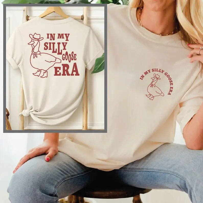 Premium  In My Silly Goose Era Shirt, Silly Goose T Shirt, Aesthetic TShirt, Funny Oversized Shirt, Unisex Tee Hoodie...