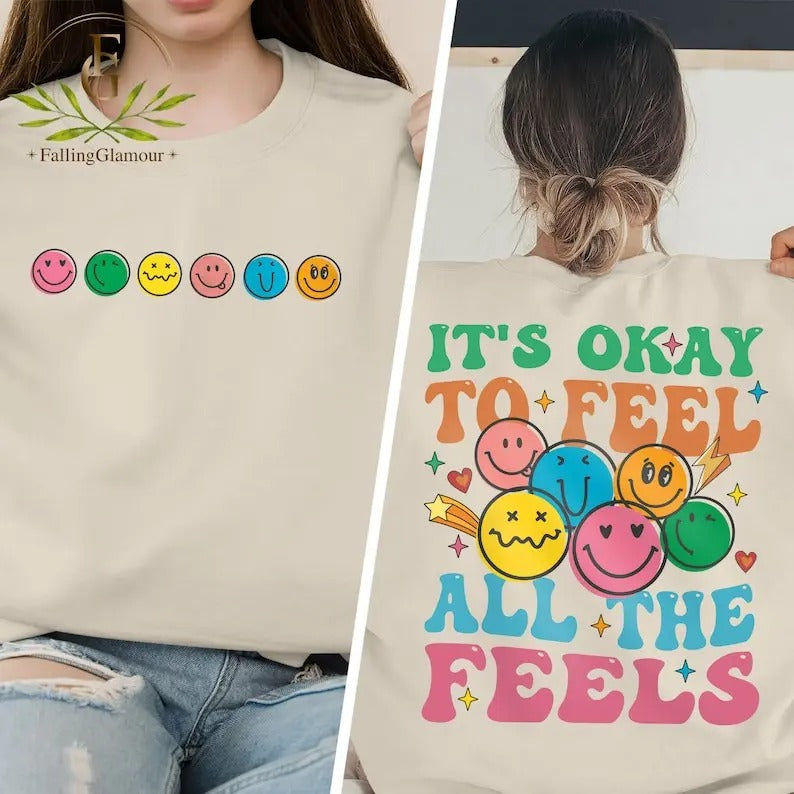 Premium  It's Okay To Feel All The Feels, Mental Health Inclusion , Speech Therapy , BCBA , RBT , ABA Shirts Hoodie...