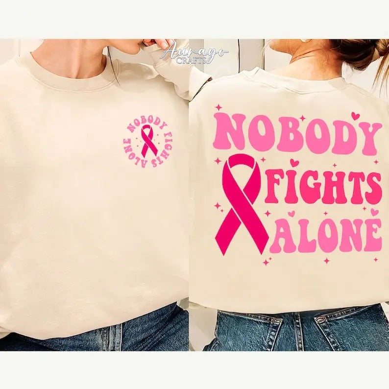 Premium  Nobody Fights Alone Shirt, Nurse Shirt, Oncology squad shirt, Nurse sweatshirt, Nurse gift, Cancer care nurse,...