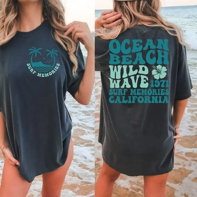 Premium  Ocean Beach , Aesthetic Tee , Trendy Shirt , California Shirt Hoodie Sweatshirt | PrintMintTees.com