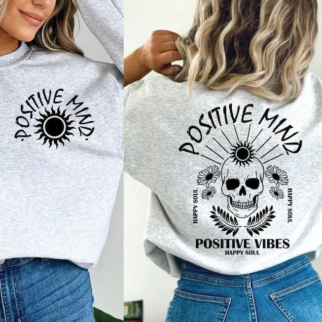 Premium  Positive Mind Skull,  Self love,Inspirational , Wildflower shirt Hoodie Sweatshirt | PrintMintTees.com