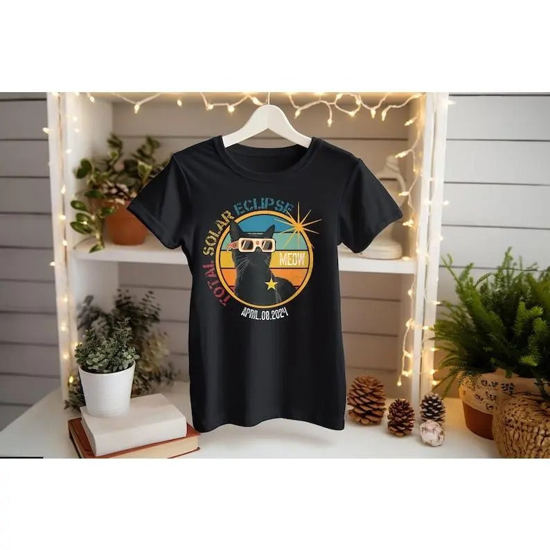 Premium  Purrfectly Prepared: Total Solar Eclipse Cat T-shirt - April 8, 2024 Hoodie Sweatshirt | PrintMintTees.com