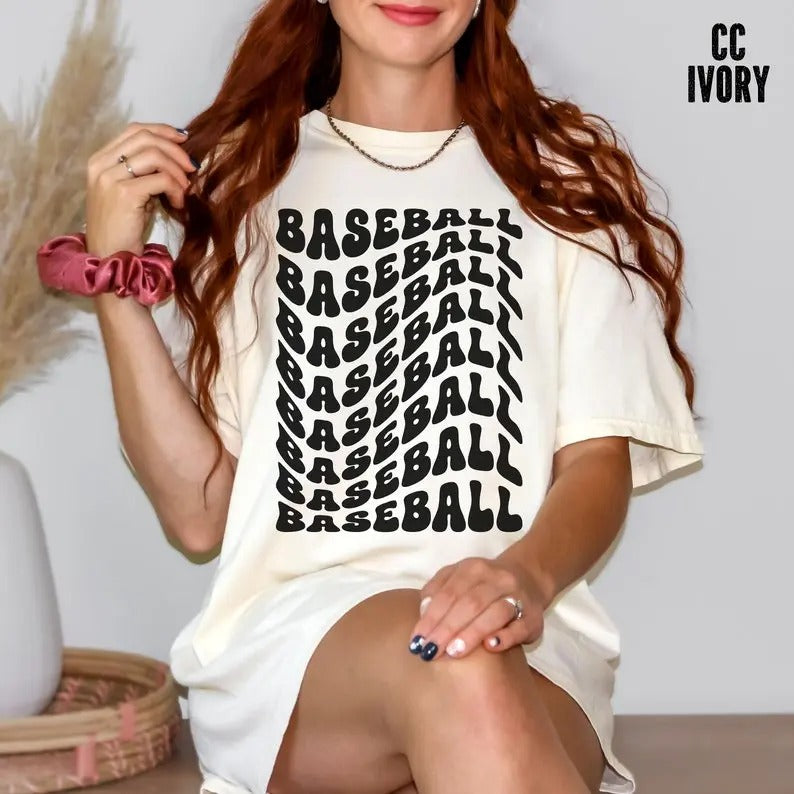 Retro Wavy Baseball Baseball Season Shirt Game Day Shirt Baseball Lover Shirt Cute Baseball Shirt T-Shirts, Hoodie, Sweatshirt