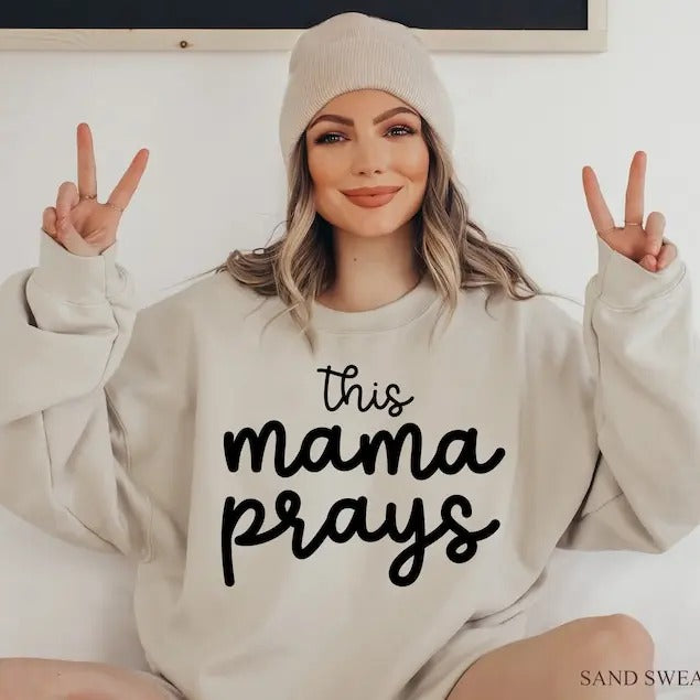 Premium  This Mama Prays Shirt, Christian Mom Sweatshirt, Mom's Religious Shirt, Cute Mother's Day Gifts, Christian Gifts...