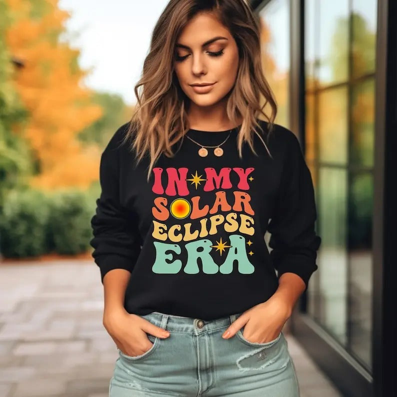 Premium  Total Solar Eclipse 2024 Sweatshirt, In My Eclipse Era, April 8 2024, Path of Totality Sweater, Eclipse Retro...