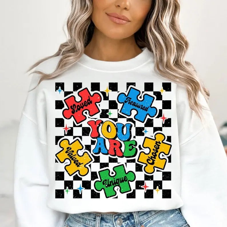Premium  You are Unique Chosen Loved Valued Treasured  , Autism Awareness , Autism mom sweatshirt Shirt Hoodie