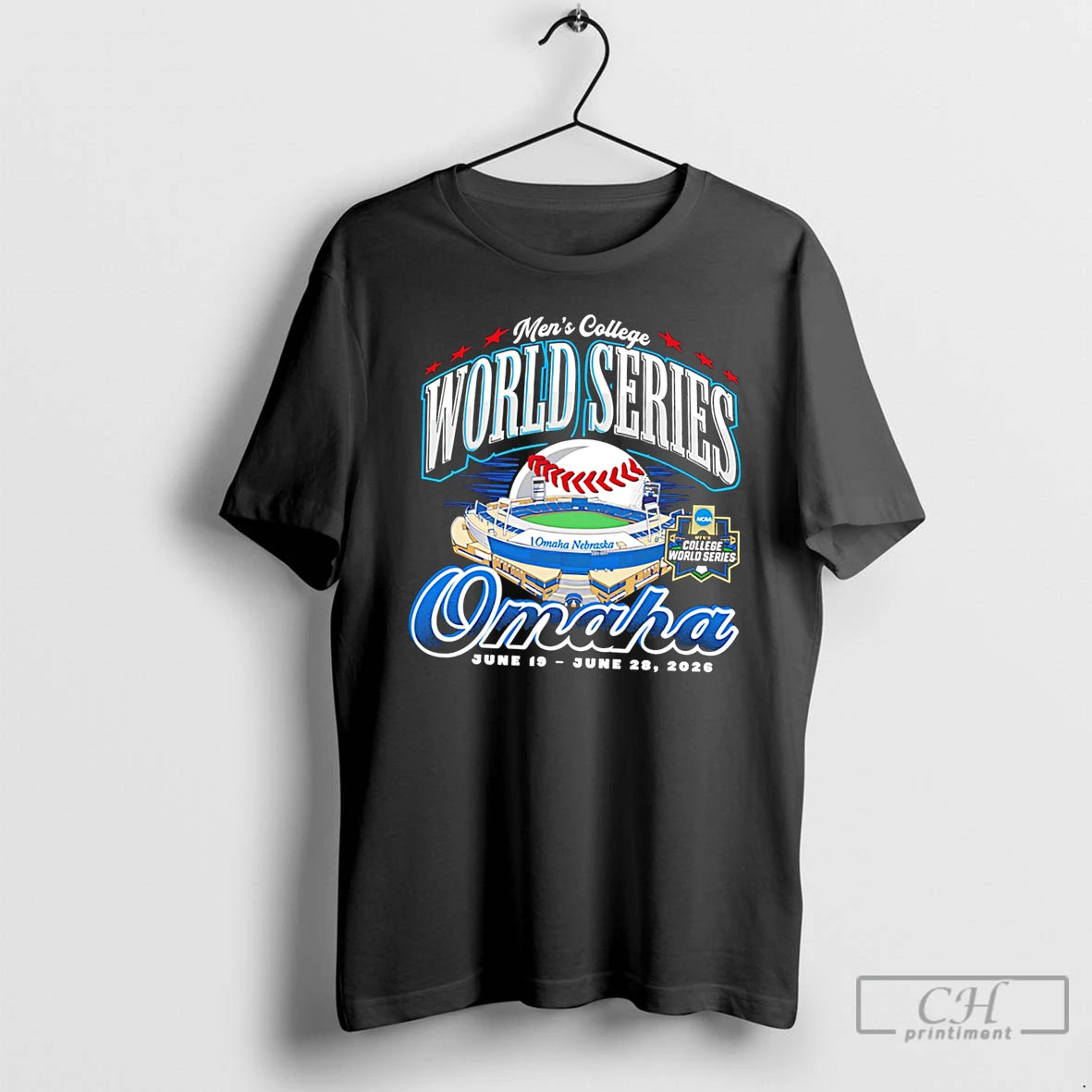 Premium 2026 Mens College World Series Stadium Omaha Tee