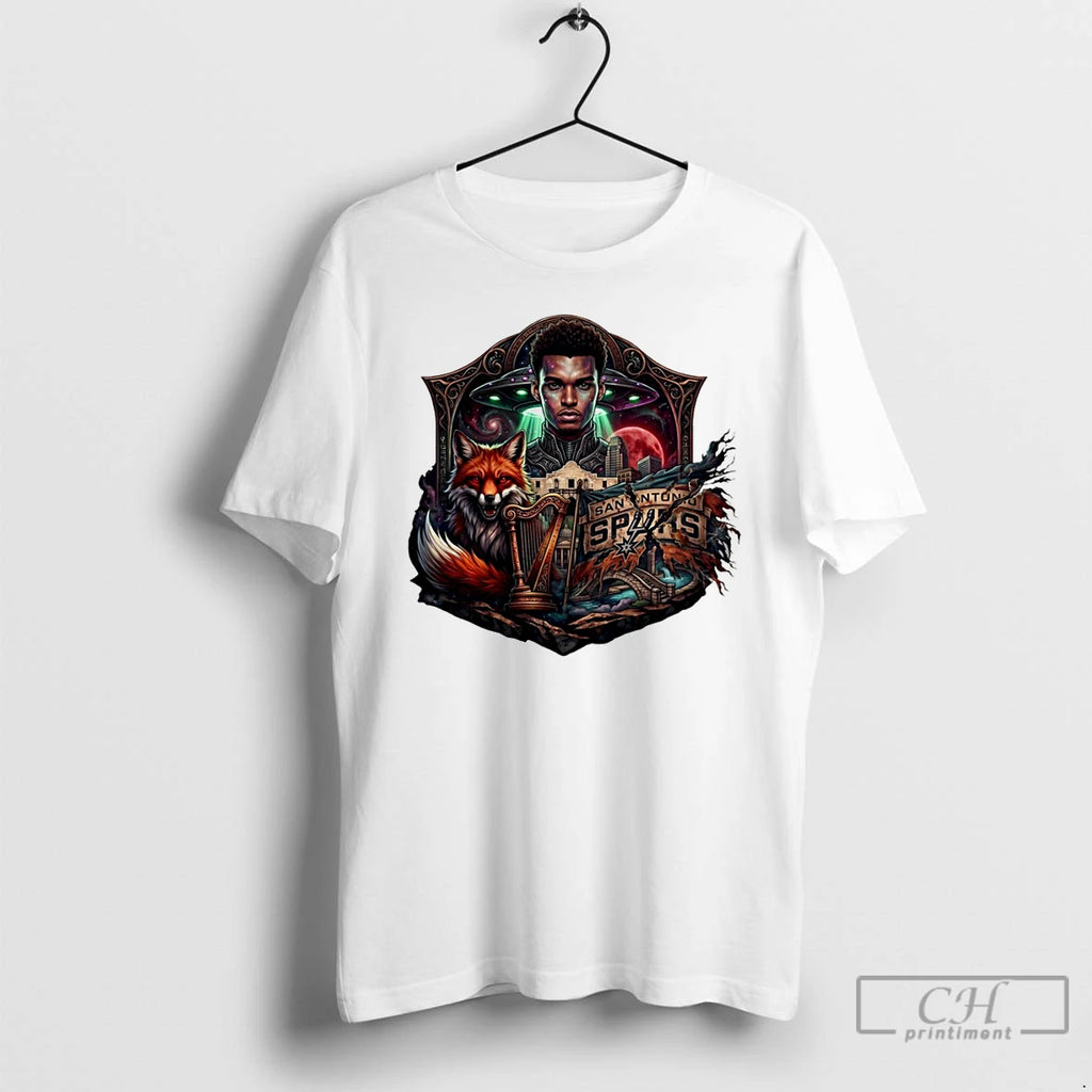 Premium Alien Wemby Space Hoops Comic San Antonio Spurs Skyline Texas Basketball 2026 T Shirts