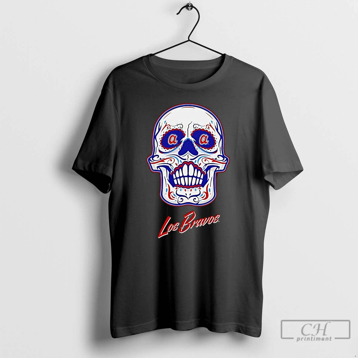 Atlanta Braves Los Bravos Sugar Skull Boxy T-Shirts, Hoodie, Sweatshirt