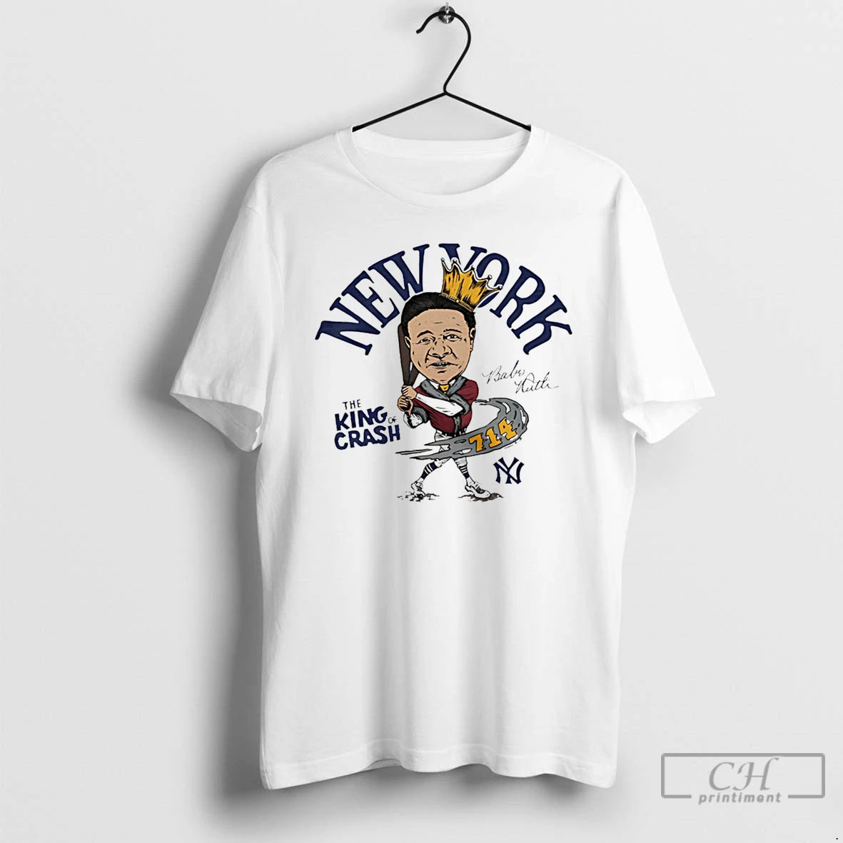 Premium Babe Ruth The King Of Crash Ny Yankees Superstar Signature Caricature T Shirts Sweater Hoodie, Sweatshirt