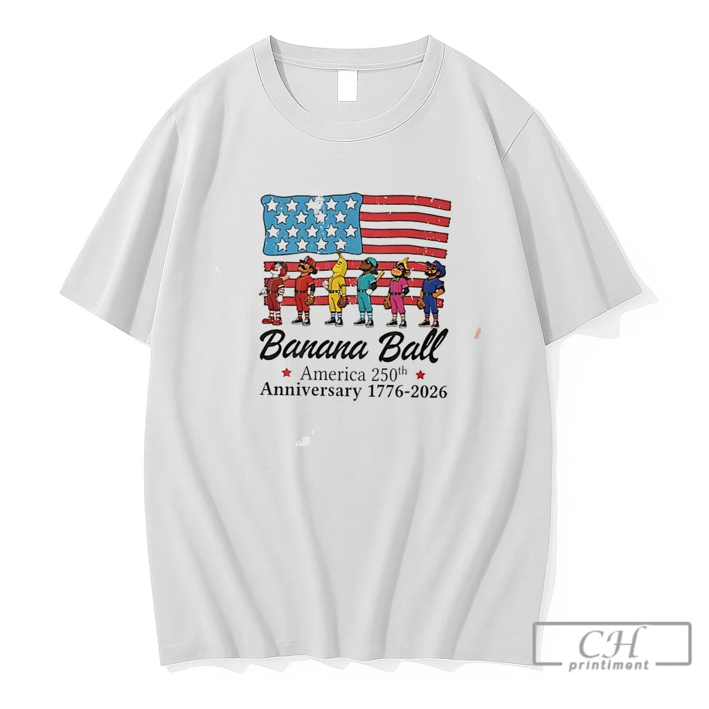 Premium Banana Ball America 250th Anniversary 1776 2026 America Flag Tee