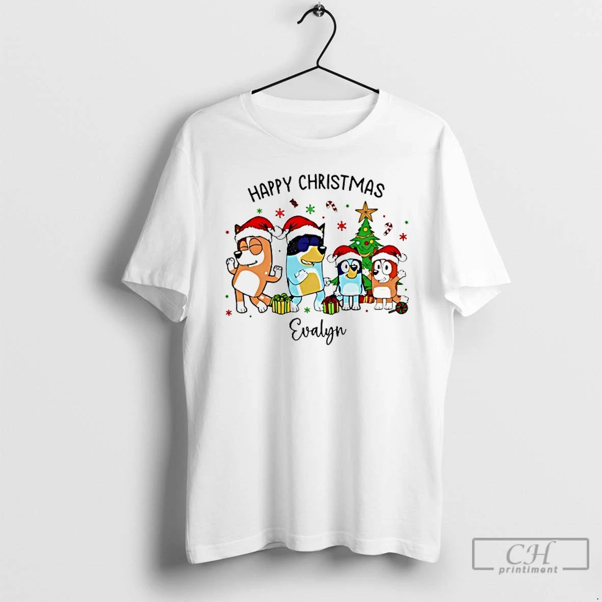 Premium Blue Dog Happy Christmas T-Shirts, Hoodie, Sweatshirt | PrintMintTees.com