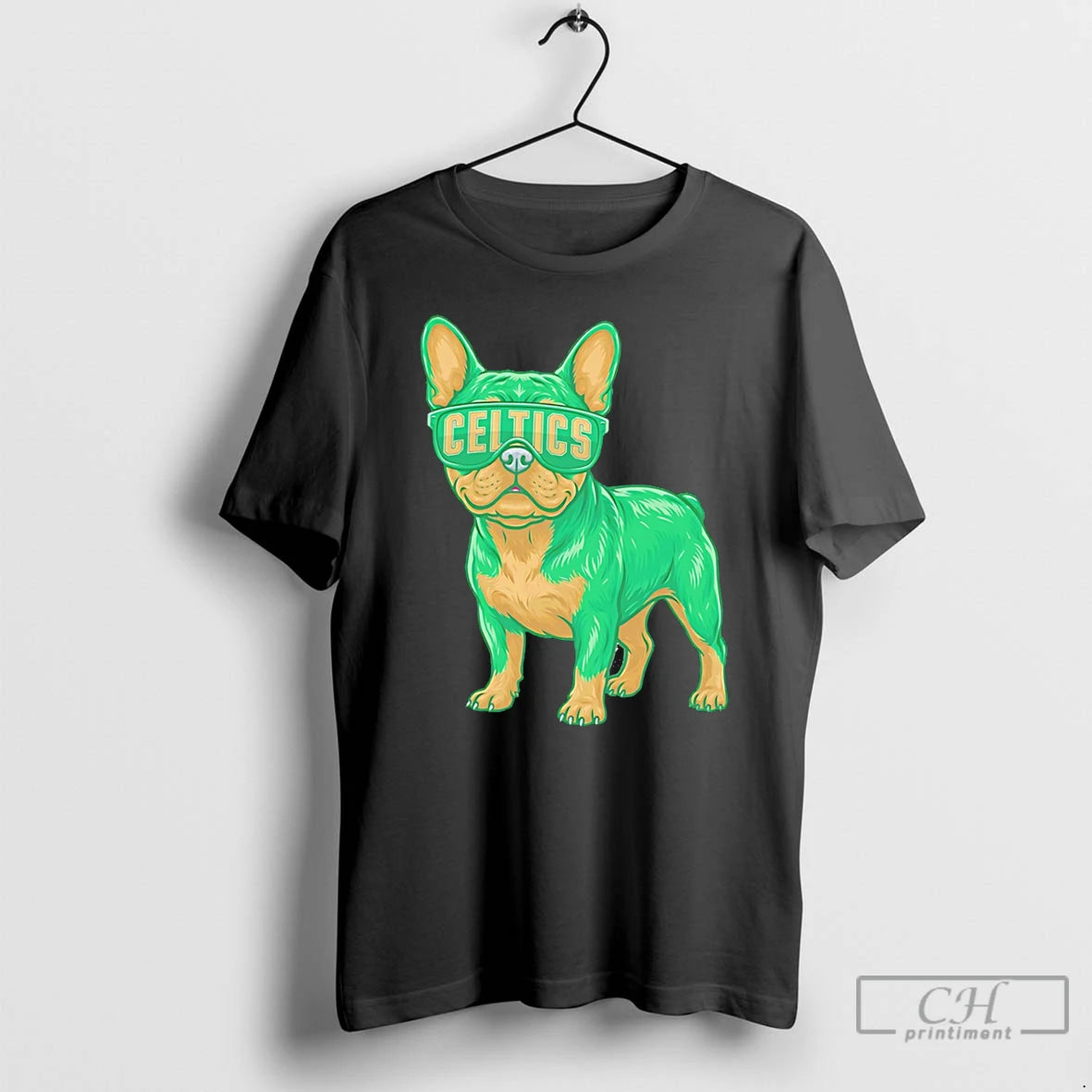 Premium Boston Celtics French Bulldog Cartoon Tee