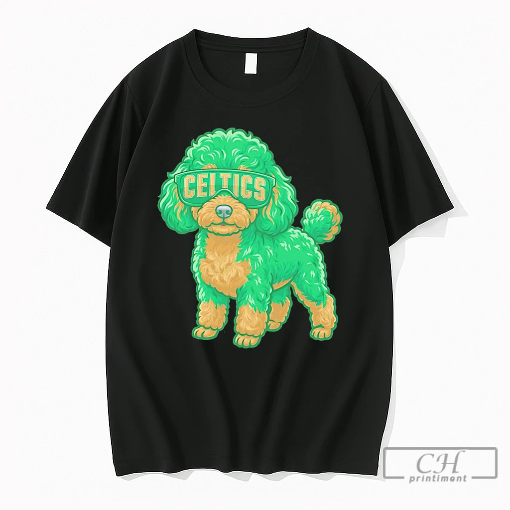 Premium Boston Celtics Teacup Poodle Cartoon Tee