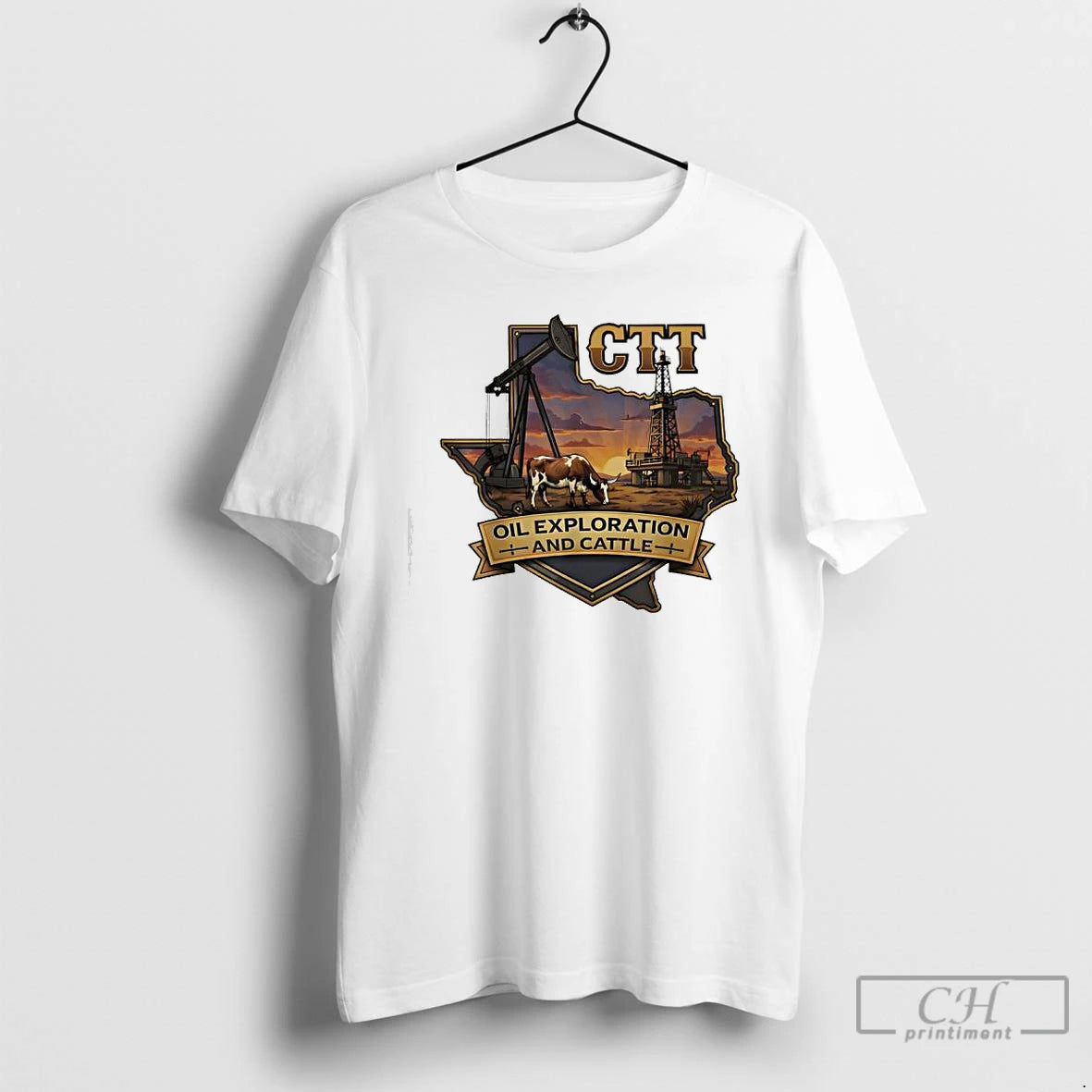 Premium Ctt Oil Exploration Cattle Company Texas Retro T-Shirts, Hoodie, Sweatshirt | PrintMintTees.com