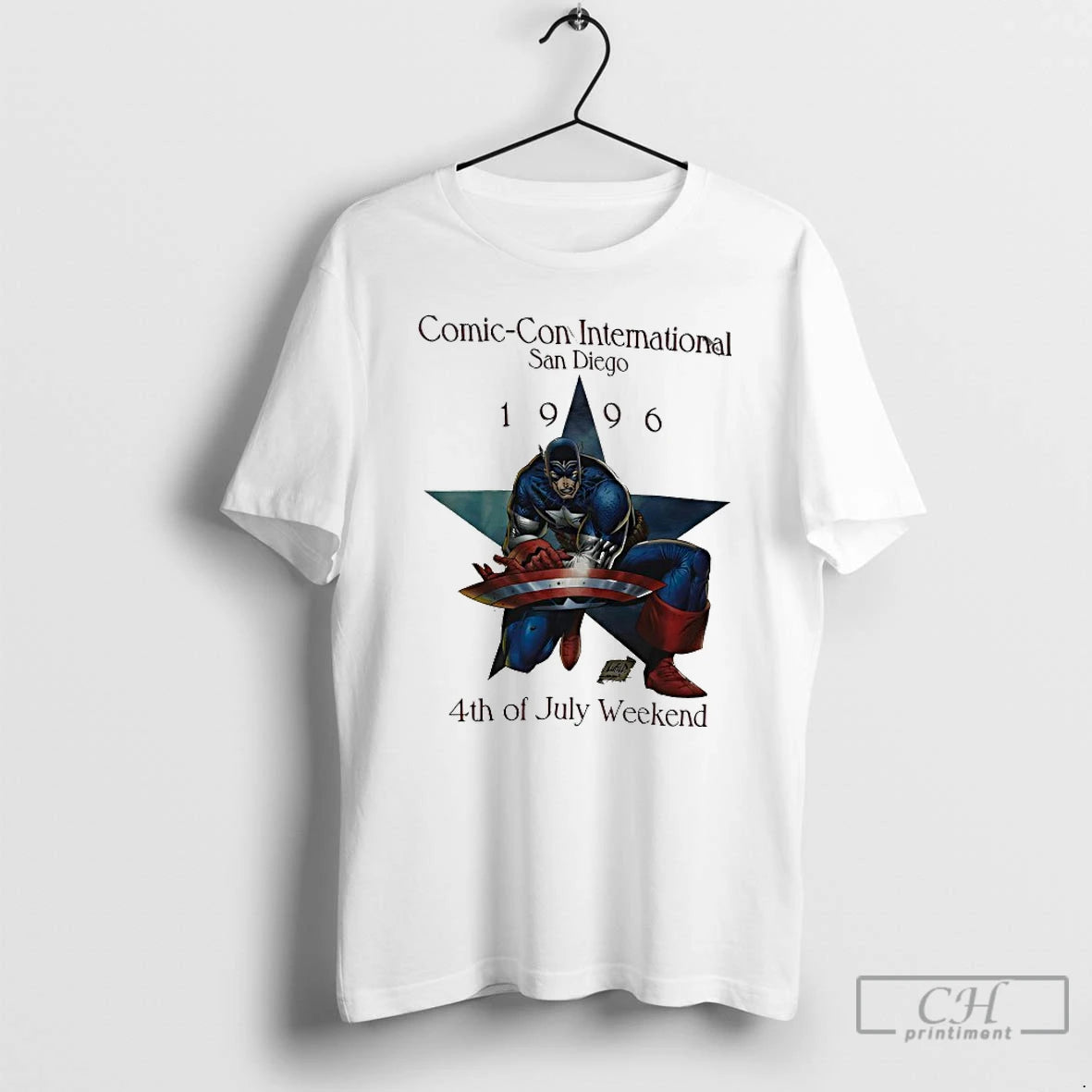 Premium Captain America Comic Con International San Diego 1996 Vintage T-Shirts, Hoodie, Sweatshirt | PrintMintTees.com