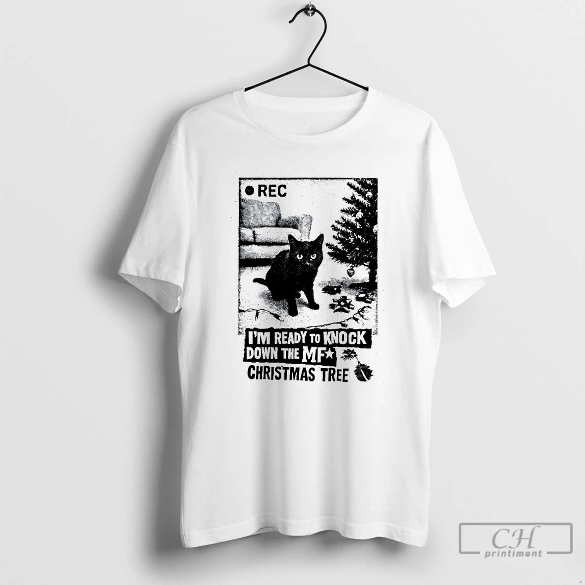Premium Cat Im Ready To Knock Down The Mf Christmas Tree T-Shirts, Hoodie, Sweatshirt | PrintMintTees.com