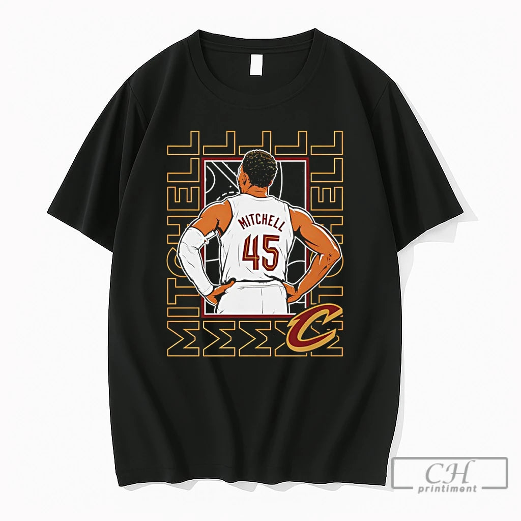 Premium Cleveland Cavaliers Donovan Mitchell Basketball Player Jersey Print Mens Black