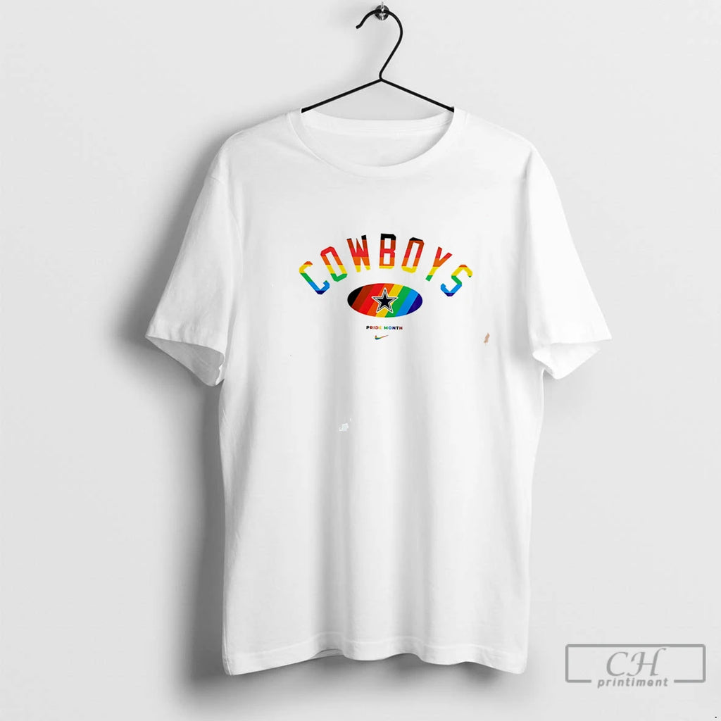 Premium Dallas Cowboys Pride Month Rainbow Logo Tee