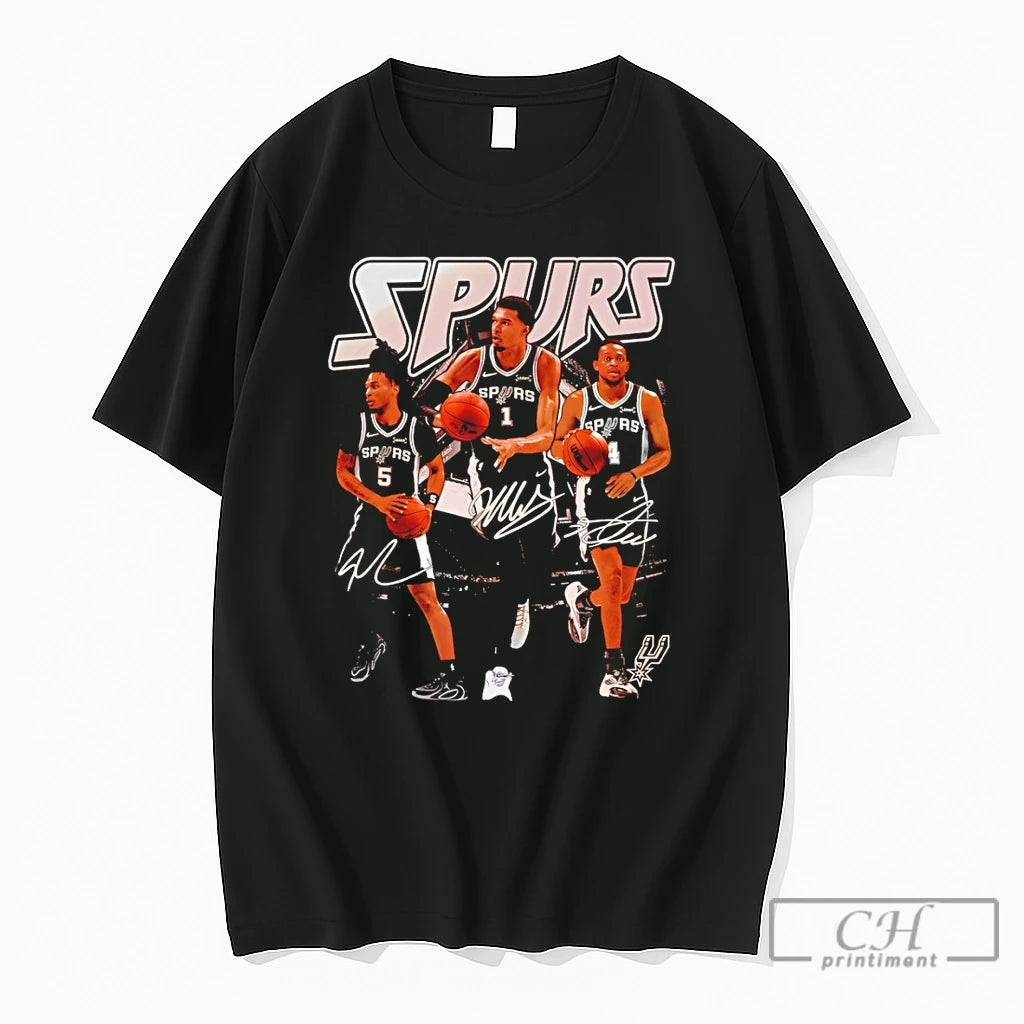 Premium Deaaron Fox Victor Wembanyama Stephon Castle San Antonio Spurs Basketball Signatures T Shirts Sweater