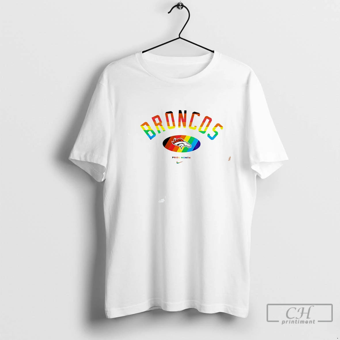 Premium Denver Broncos Pride Month Rainbow Logo Tee