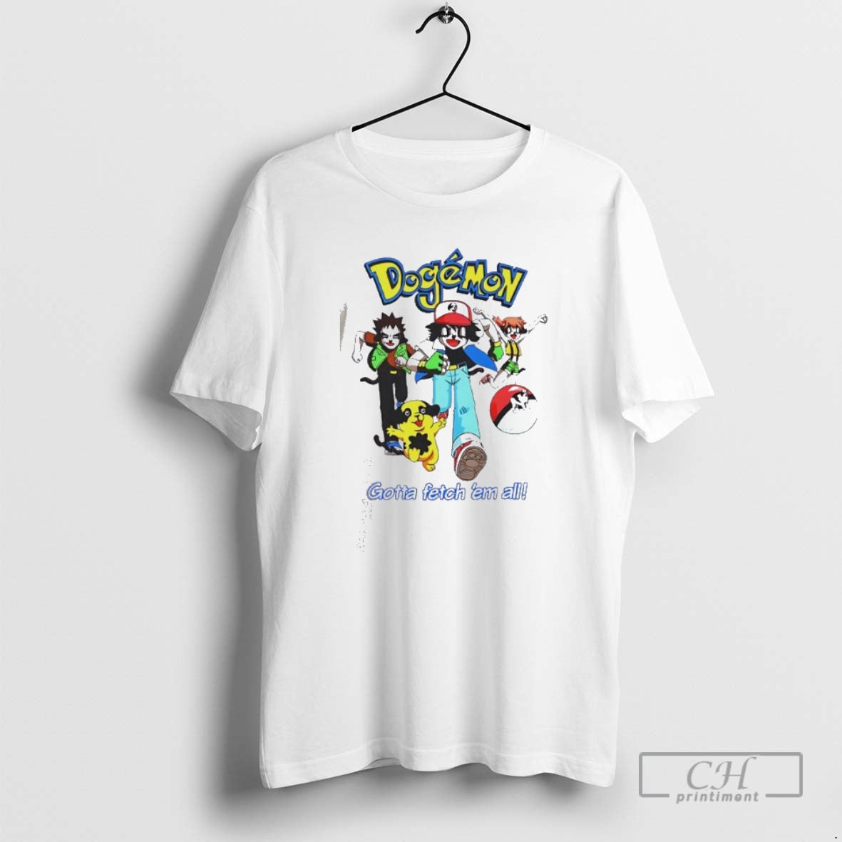 Premium Dogemon Gotta Fetch Em All Funny Cartoon Shirt Sweater Hoodie, Sweatshirt | PrintMintTees.com