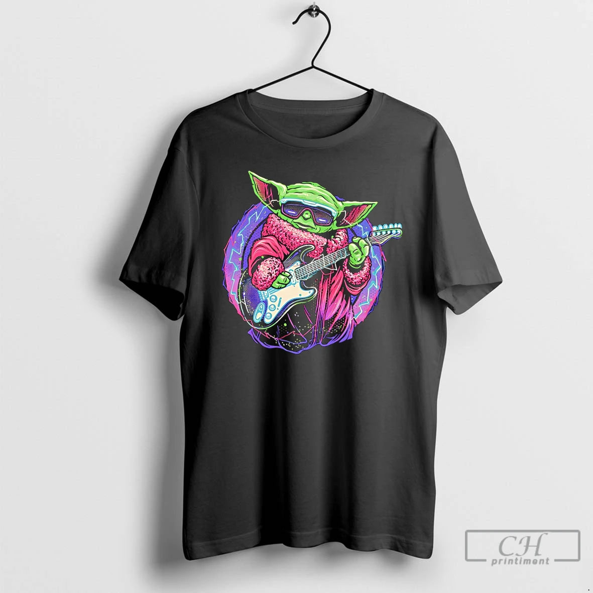 Premium Electric Galaxy Grogu With A Guitar