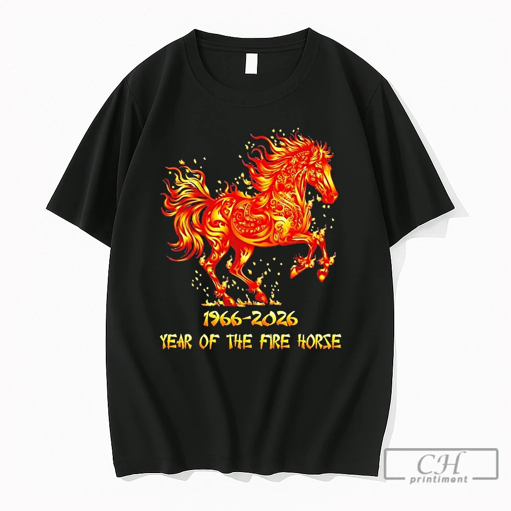 Premium Fire Horse Zodiac Symbol Animal 1966 2026 Year Of The Fire Horse T Shirts